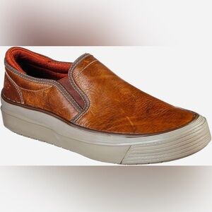 Skechers Men's Slip-On Leather Sneakers Brown Hard to Find Big & Tall Size 14